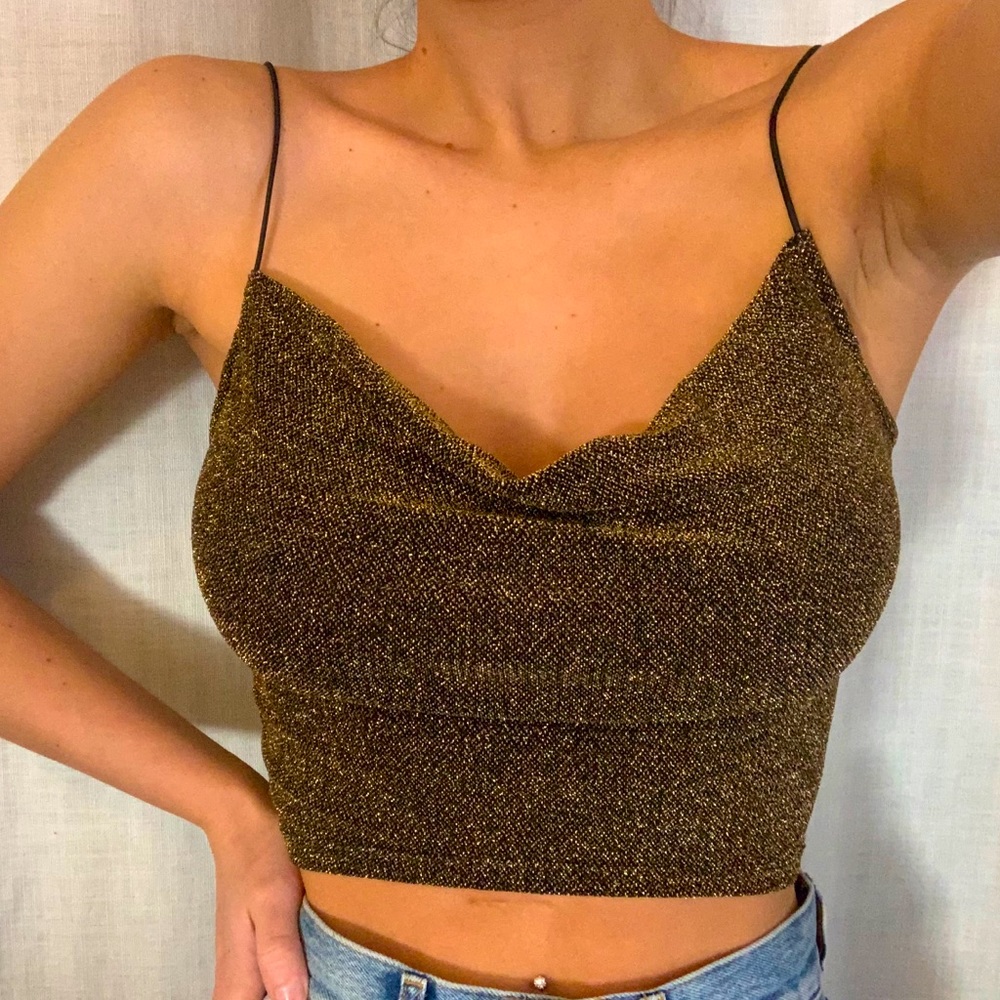 Sparkle Cowl Neck Top